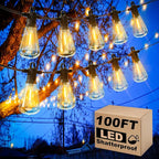 String Lights 100 ft Outdoor LED Edison Bulbs, Warm White