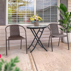 VINGLI PE Rattan Outdoor Dining Chairs Set of 4, Plastic Stackable Patio Chairs for Indoor, Porch, Restaurant, Garden, Brown