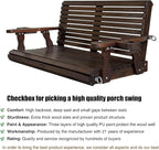 Wooden Porch Swing 2-Seater, High Backrest and Deep Seat, Bench Swing with Cupholders, Hanging Chains and 7mm Springs, Heavy Duty 880 LBS, for Outdoor Patio Garden (Deep Brown, 4.5 feet Extra-Large)