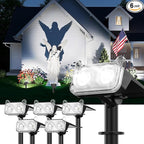 LETMY New Upgrade Solar Spot Lights Outdoor Waterproof with Bigger LED, 6 Pack Auto ON/Off Solar Lights Outdoor, 2-in-1 Wall Lights & 2 Modes Landscape Spotlights for Tree Yard Pathway Garden Decor