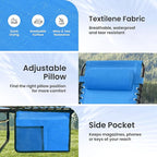 Folding Chaise Lounge Chair 2 Pack - 400lb Capacity, 5-Position Adjustable Recliner with Pillow | Portable for Patio, Pool, Camping & Sunbathing (Blue)