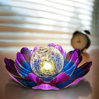WNP Solar Lotus Flower Light Outdoor Decorations,Solar Powered Outdoor Garden Decorative,Garden Decor Birthday Gift for Women Mom Grandma Decor Light,Waterproof Metal Lotus Yard Outside Decoration