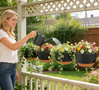 Set of 2-8 Inch Self Watering Hanging Planters for Indoor Outdoor，Hanging Plant Pots with Drainage & Removable Tray, Hanging Pots Holder for Ivy, Pothos, Ferns, Balcony & Patio, Black Brown