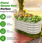 17" Tall Outdoor Garden Raised Garden Bed Kits, 4ft X 2ft Oval,0.8MM Thick Metal Raised Planter Bed/Ground Planter Box for Variety of Flowers,Herbs,Vegetables (Cream White, 48X24X16.5 Inches)