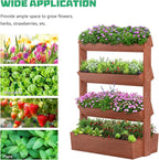 DoCred Vertical Wooden Raised Garden Bed, 4 Tier Garden Planters Freestanding Wood Plant Stand Flower Rack Wooden Planter Box for Plants Herbs Flowers Vegetables Outdoor Indoor Gardening