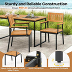 Tangkula 6 Pieces Outdoor Acacia Wood Dining Set, Patio Table and Chairs Set with Bench for 6-7 People, Outdoor Dining Furniture Set with 2" Umbrella Hole for Garden, Backyard and Poolside