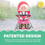 Baby Delight Go with Me Venture Portable Chair | Indoor and Outdoor | Sun Canopy | 3 Child Growth Stages | Pink