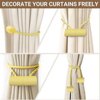 Hion Magnetic Curtain Tiebacks Golden 6 Pack, Curtain Tiebacks Buckles Holdbacks Holders Hooks Clip for Home Bedroom Office