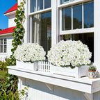 Artificial Geranium Flowers for Outdoors, 6 Bundles Realistic Silk Fake Geranium, No Fade Faux Plants for Hanging Baskets, Window Boxes, Pots - Porch, Patio, Balcony Decor(White)