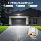 70W 7000LM LED Flood Lights Outdoor 2 Packs, Switch Controlled Security Lights with 4 Heads, Adjustable Heads, 6500K Daylight IP65 Waterproof Outside Wall Light for Backyard, Yard, Garage, Patio