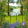 Black Metal Decorative Garden Fence, 10 Panels, No-Dig Border