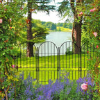 Black Metal Decorative Garden Fence, 10 Panels, No-Dig Border