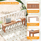 Tangkula Outdoor Wood Bench, 59” Long Patio Dining Bench Set of 2, Backless - Image 6