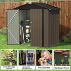 Metal Storage Shed 6 x 4 ft with Lockable Door, Brown
