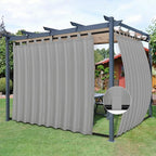 Easy-Going Outdoor Patio Curtains Detachable Tab Top Windproof Weatherproof Curtain for Cabana, Porch, Pergola and Gazebo, Tab Bottom Drape, 2 Panels, 110W x 120L inch, Light Grey