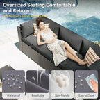 Aoxun Patio Furniture Set with Fire Pit Table, 12 Piece Outdoor Sectional Sofas, 10 Seats Wicker Rattan Outdoor Furniture with Thickened Cushion for Backyard, Garden Dark Grey