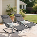 Outdoor Lounge Chairs with Removable Pillow, Pool Chaise Lounge Chairs Set of 2, Dark Grey