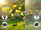 Solar Rose Lights Outdoor,2 Pack Waterproof Color Changing LED Flower Lights, with 12 LED Flowers, Solar Powered Garden Stakes for Yard, Patio, Artificial Floral Decorative Lighting, Yellow