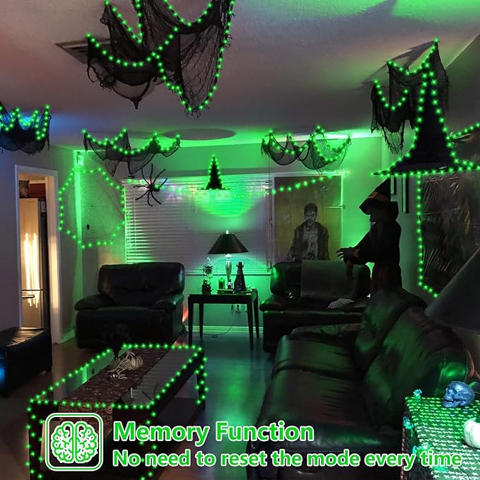 String Lights, 500 LED, 165ft Green, IP44 Waterproof Outdoor Use