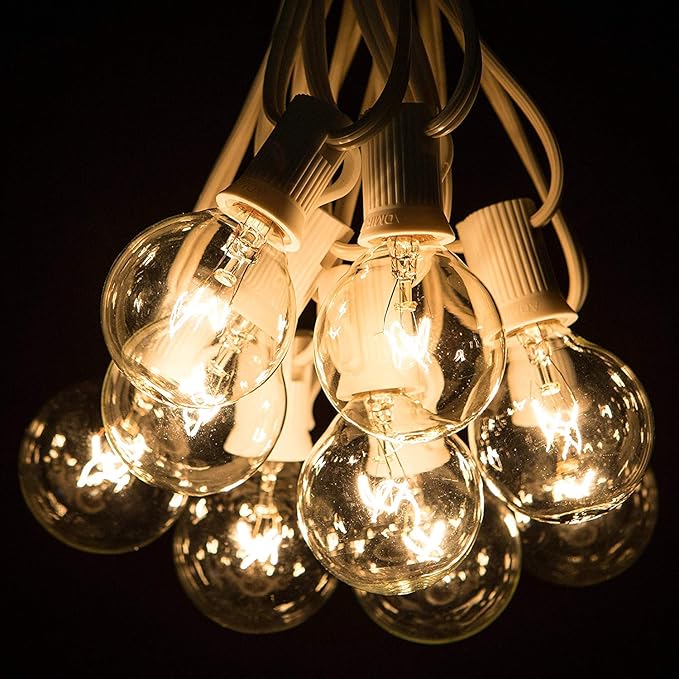 String Lights 100 Ft Vintage Amber G40 Edison Bulbs, 105 Count
