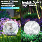 Coroor Garden Solar Ball Lights Outdoor Waterproof, 50 LED Cracked Glass Globe Power Ground for Path Yard Patio Lawn, Outdoor Decoration Landscape White (2 Pack 4.7'')