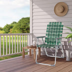 VINGLI Folding Aluminum Webbed Lawn Chairs with Detachable Cup Holder, High Beach Chair for Adults Heavy Duty, Portable Patio Chair, Camping Chair for Yard, Garden, 2 Pack