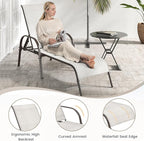 Giantex Set of 2 Patio Lounge Chair, Outdoor Chaise Lounge with 5 Adjustable Backrest, Sturdy Steel Frame, Sunbathing Recliner, Beach Chair, Tanning Chair for Outside, Yard, Balcony, Pool Chairs, Grey