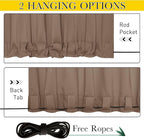 NICETOWN 2 Panels Waterproof Outdoor Curtains for Patio, Windproof W100 x L84 Grommet & Back Tab on Top & Bottom Thermal Insulated Sun Blocking Privacy Drapes with Rope for Gazebo, Tan