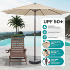 SERWALL Patio Chaise Lounge Chair Set of 2 with 9FT Patio Umbrella, 78'' HDPE Outdoor Lounger, Poly Lounge Chair with Rolling Wheels & Cup Holder for Pool,Coffee Brown (Umbreall Base not Included)