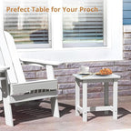 LUE BONA Outdoor Side Table Set of 2, HDPS Small Outdoor Table, Adirondack Side Table, Outside End Table for Patio, Porch, Deck, Pool, Weather Resistant/Easy Maintenance/Indoor or Outside Use, White