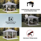 COBIZI 12x12 Pop up Gazebo on Clearance with Mosquito Netting, carpas para Patio Deals, Outdoor Canopy Tent with Portable Carrying Bag, Patio Gazebo for Garden Backyard & Lawn & Beach, Grey