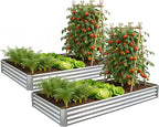 Galvanized Raised Garden Bed,Outdoor Planter Box Metal Patio Kit Planting Bed for Vegetables Flowers Herb (Galvanized, 8x4x1ft-2p)