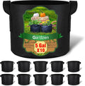 Gardzen 10-Pack 5 Gallon Grow Bags, 300G Thickened Aeration Fabric Pots with Handles, Heavy Duty Cloth Pots for Plants
