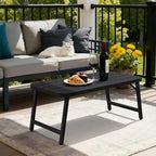 VINGLI Outdoor Folding Coffee Table, Rectangle Drainable Iron Patio Table for Balcony, Porch, and Living Room, Black