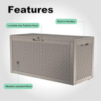 Deck Box, 100 Gallon Grey Resin, Lockable and UV-Resistant