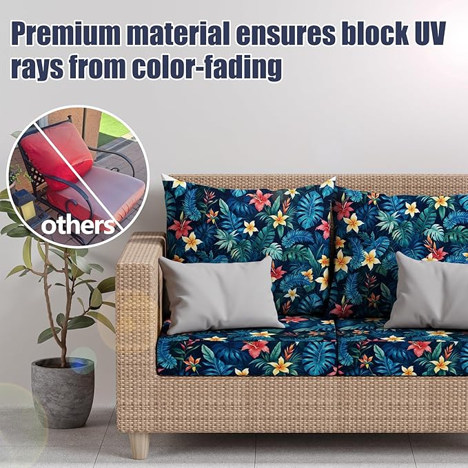 Cushion Covers 8 Pack Tropical Flower Stretch Fit Patio Seat Covers