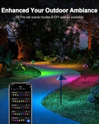 Lumary Smart Low Voltage Pathway Lights 24V 2000LM, Landscape Path Lights with RGBAI Color Changing, App/Remote Control, IP65 Waterproof Walkway Lights for Yard Driveway Garden, 4 Pack, Black Aluminum