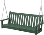 POLYWOOD Vineyard 5-Foot Porch Swing, Heavy Duty HDPE Outdoor Hanging Bench, Patio Swing for Adults Kids, Deck Garden Furniture, Green