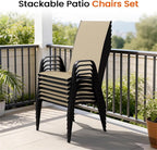 JEAREY Patio Dining Chairs Set of 6, Outdoor Stackable Dining Furniture Set, All Weather Dining Set for Lawn, Garden, Backyard, Poolside, Beige
