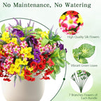 HOHOTIME 21 Bundles Artificial Flowers for Outdoors, No Fade Fake Plastic Flowers Faux Plants, Eucalyptus Morning Glory for Hanging Planters Garden Porch Window Box Home Wedding Farmhouse
