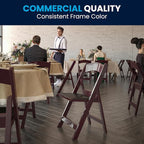 Flash Furniture Hercules Series Folding Chairs for Weddings and Formal Events, Stackable Commercial Event Seats with 1,000-lb. Static Weight Capacity, Set of 4, Red Mahogany