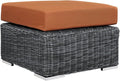 Modway Summon Wicker Rattan Outdoor Patio Sunbrella Square Ottoman in Canvas Tuscan