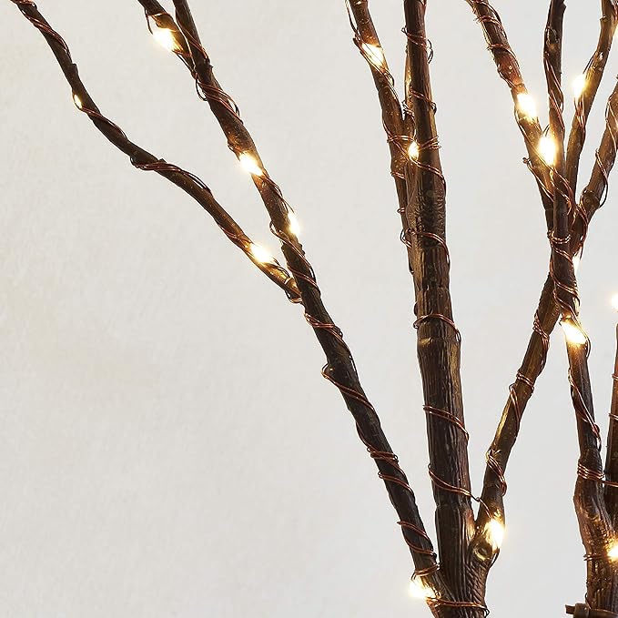 Indoor String Lights, Brown Twig Branches with 200 Warm White LEDs