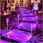 DenicMic Solar Lights Outdoor 10 Pack Waterproof Purple LED Stainless Steel Stake Outside Lights for Yard Pathway Garden Driveway Walkway Landscape Path Lighting Halloween Decorations Outdoor