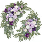 Artificial Flower Swags, Purple Silk, Pack of 2 for Wedding Arch Decor