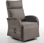 Belord Dual-Adjust Outdoor Swivel Recliner Chair – Wicker Reclining Patio Chair with Adjustable Backrest and Footrest, All-Weather Wicker Chaise Lounge Chair Outdoor for Pool Deck (2.0)