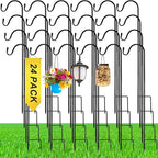 24 Pcs 24 Inch Shepherds Hook for Outdoor Adjustable Bird Feeder Pole Metal Steel Shepard Hooks for Hummingbird Stand Feeder Pole for Garden Plant, Lantern, Hanging Wedding Decor