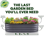 Plant & Plot Galvanized Raised Garden Beds Outdoor // 4×2×1 ft Planter Raised Beds for Gardening, Vegetables, Flowers // Large Metal Garden Box (Gray) // Patent Pending Tool-Free Assembly
