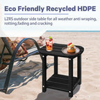 LZRS Outdoor Side Table - 2-Tier Adirondack HDPE Patio End Table for Pool, Porch,Balcony & Backyard,Weather Resistance for Indoor and Outdoor use(Black)