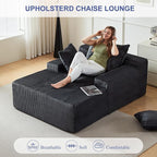 67 Inch Chaise Lounge Chair Indoor, Oversized Upholstered Boneless Sofa Bed, Corduroy Deep Seat Sleeper Couch Reading Chairs, Cloud Sofas Couches for Living Room, No Assembly Required (Dark Gray)